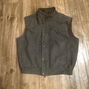 Men's Charcoal Wool Blend Snap-Front Vest